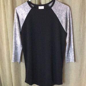 Lularoe XS Black and Silver Baseball Tee
